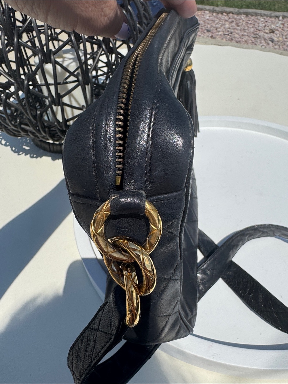 CHANEL Black Quilted Leather Shoulder Baguette with Embossed CC - Picture 6 of 10